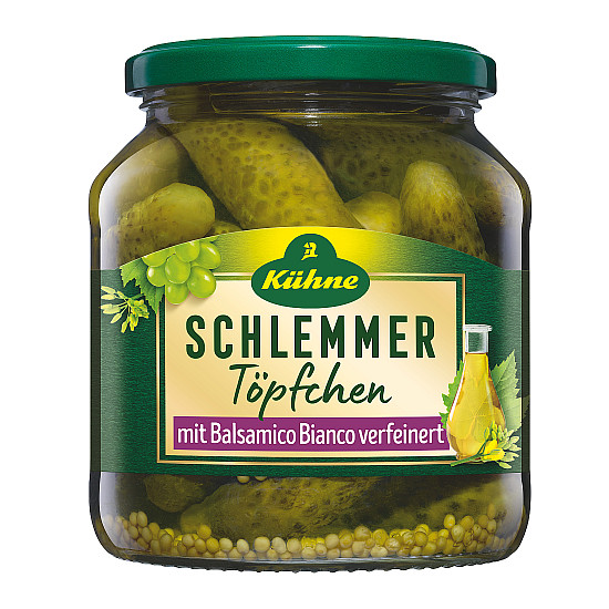 KUEHNE SCHLEMMERTOEPFCHEN MILD - WUERZIGE GUERKCHEN 580ML