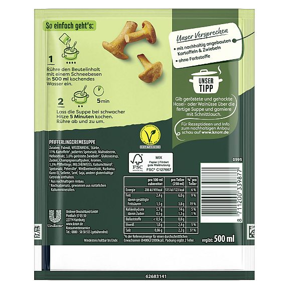 KNORR FEINSCHMECKER PFIFFERLING - CREMESUPPE 2 TELLER - ERG. 500ML