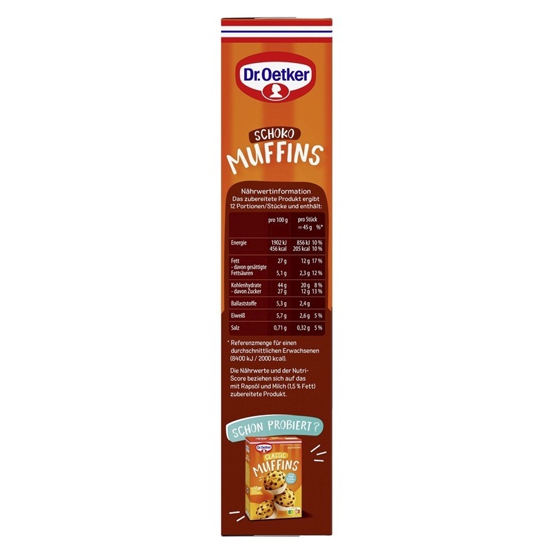 DR. OETKER BACKMISCHUNG SCHOKO MUFFINS 345G PACKUNG