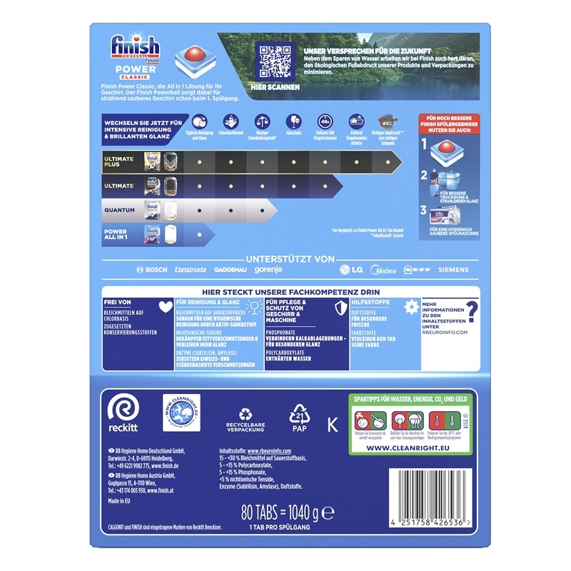 FINISH POWER CLASSIC MAXIPACK REGULAR 80 TABS