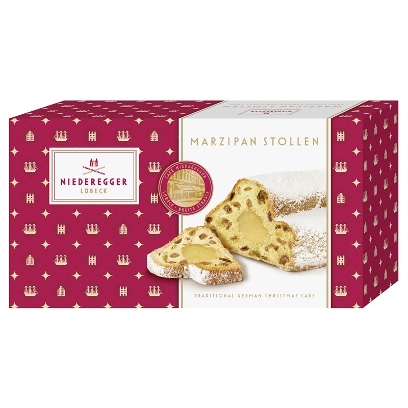 NIEDEREGGER MARZIPAN STOLLEN ROT 500G
