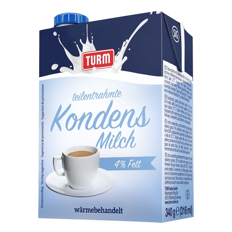 TURM TEILENTRAHMTE KONDENS MILCH 4% FETT 340G